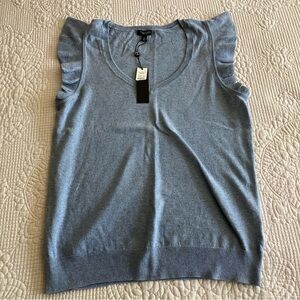 NWT Talbots blue cotton mix sweater vest/top  with flutter cap sleeve
